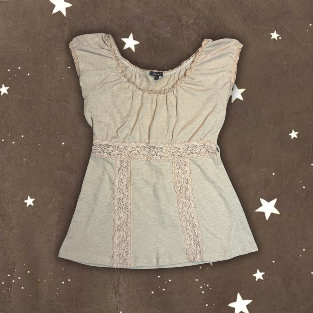 Y2K Tan babydoll top size large